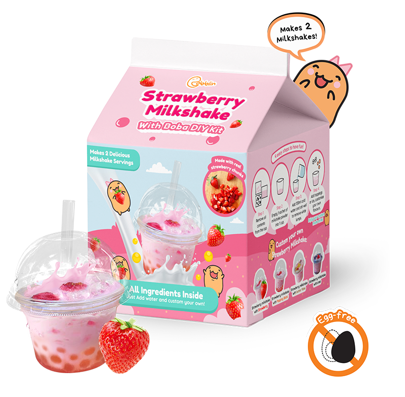 Strawberry Milkshake with Boba DIY Kit [no-bake]