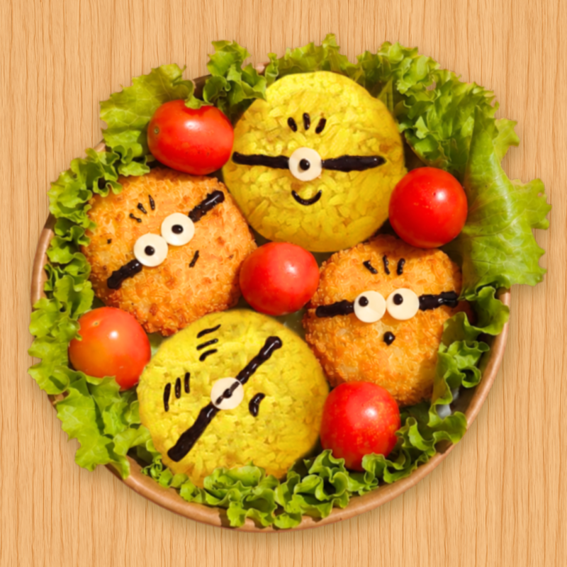 [1, 2, 8, 9, & 15 August Thomson] Minion Inspired Croquette and Rice Balls